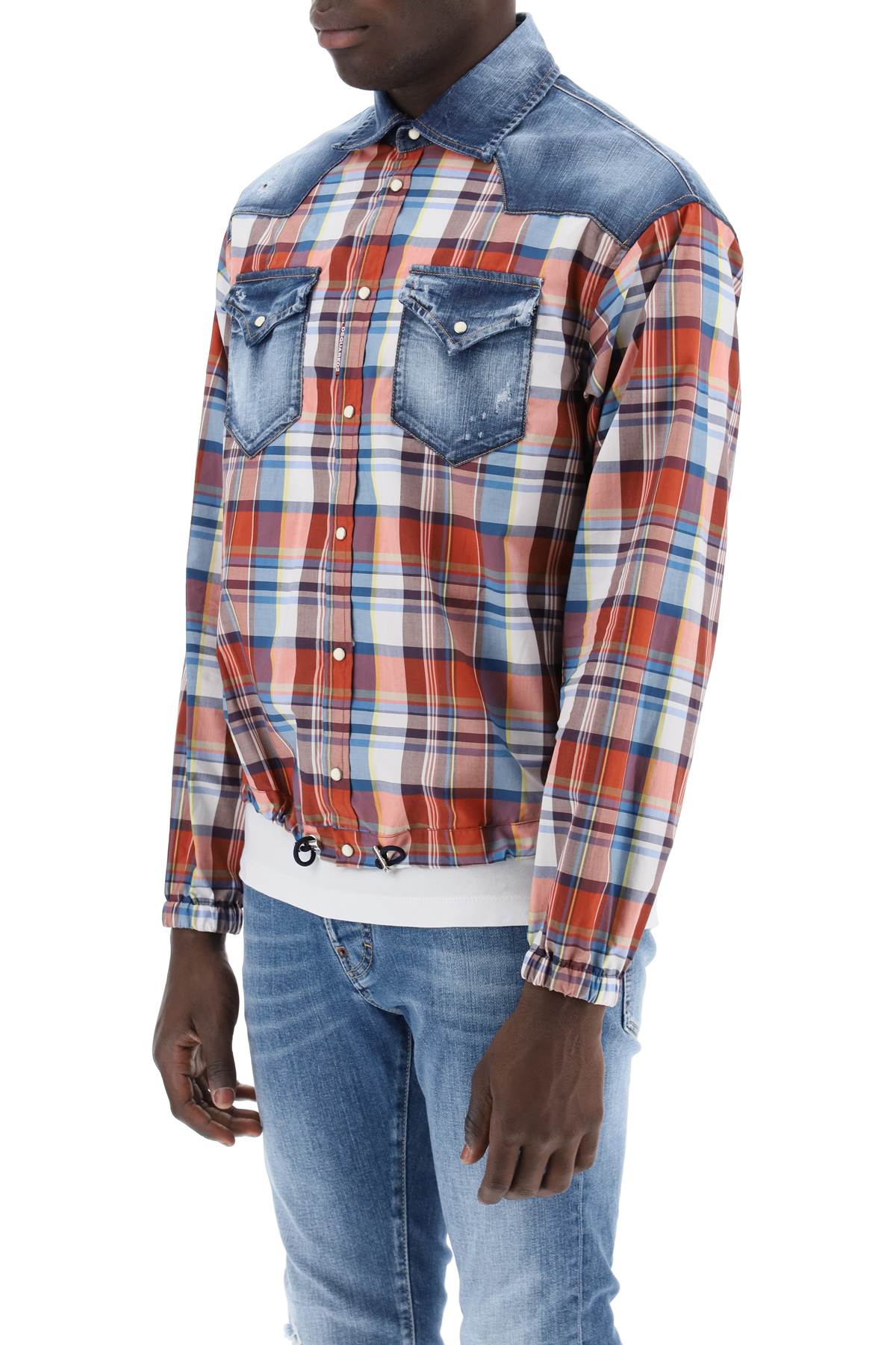 Dsquared2 plaid western shirt with denim inserts Shirts Dsquared2