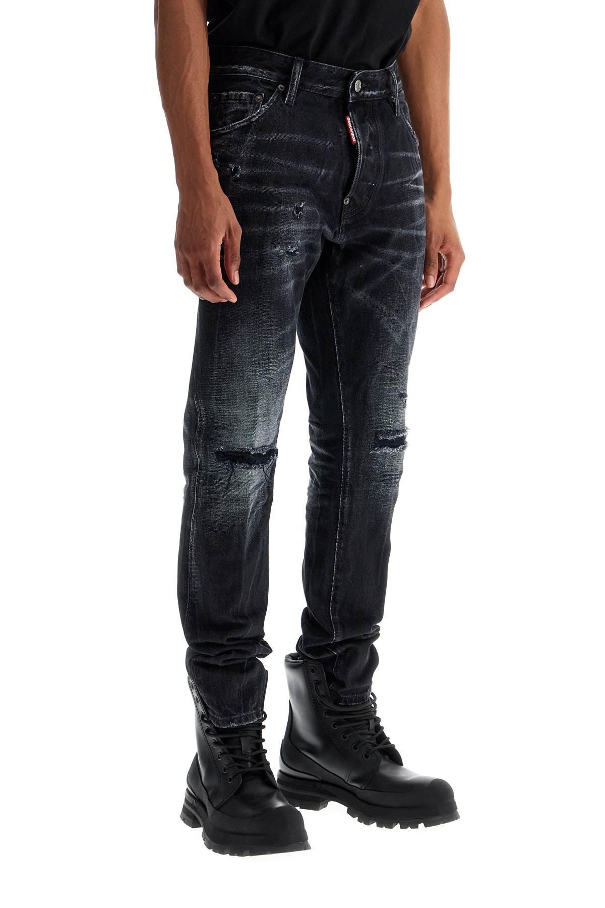 Dsquared2 jeans in cotone nero con effetto vintage Jeans Dsquared2