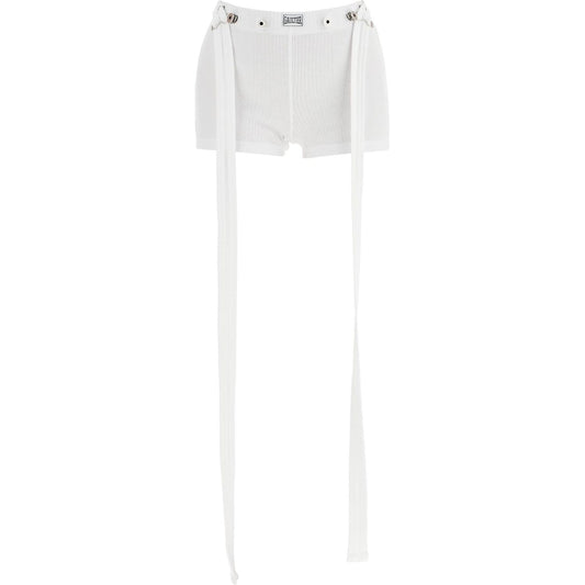 JEAN PAUL GAULTIER white cotton shorts with logo patch*** ribbed fabric*** above the knee Short trousers JEAN PAUL GAULTIER