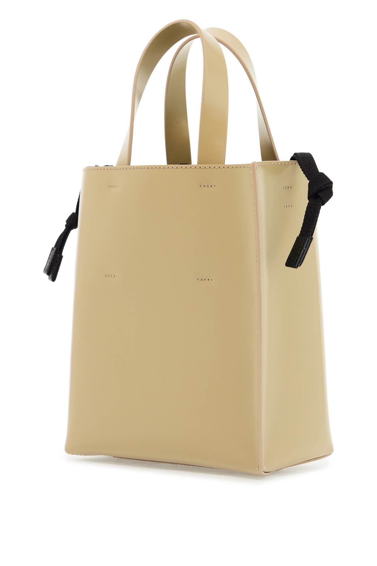 Marni beige leather shopping bag with short handles and shoulder strap Shopper Marni