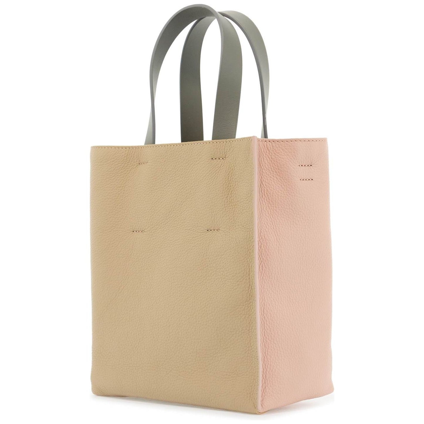 Marni pink and beige calfskin shopping bag with gray handles Shopper Marni