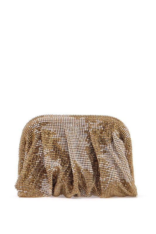 Benedetta Bruzziches compact bag in sparkling gold rhinestone mesh with hook closure Clutches Benedetta Bruzziches