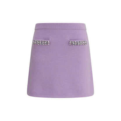 Self-Portrait Purple Viscose Mini Skirt Self-Portrait