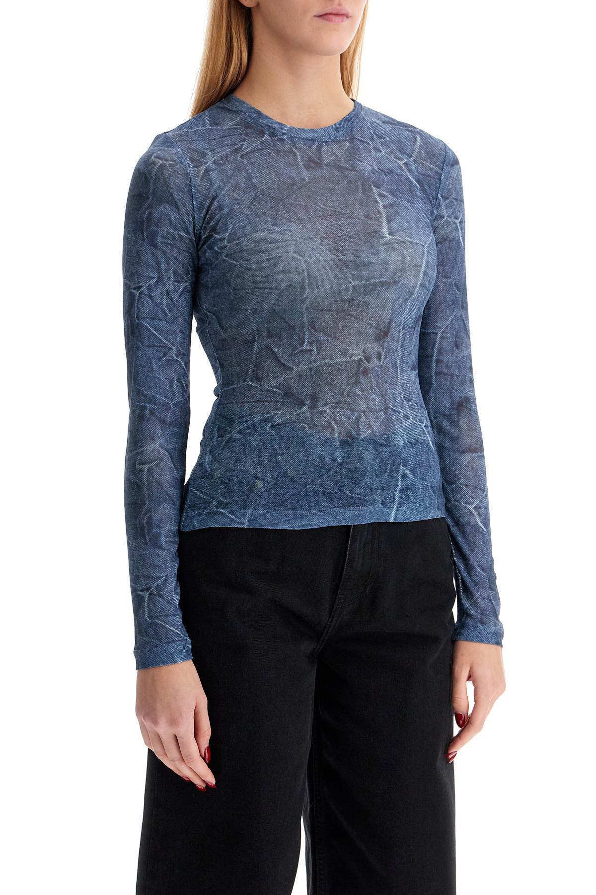 Ganni long-sleeved denim effect top for Topwear Ganni