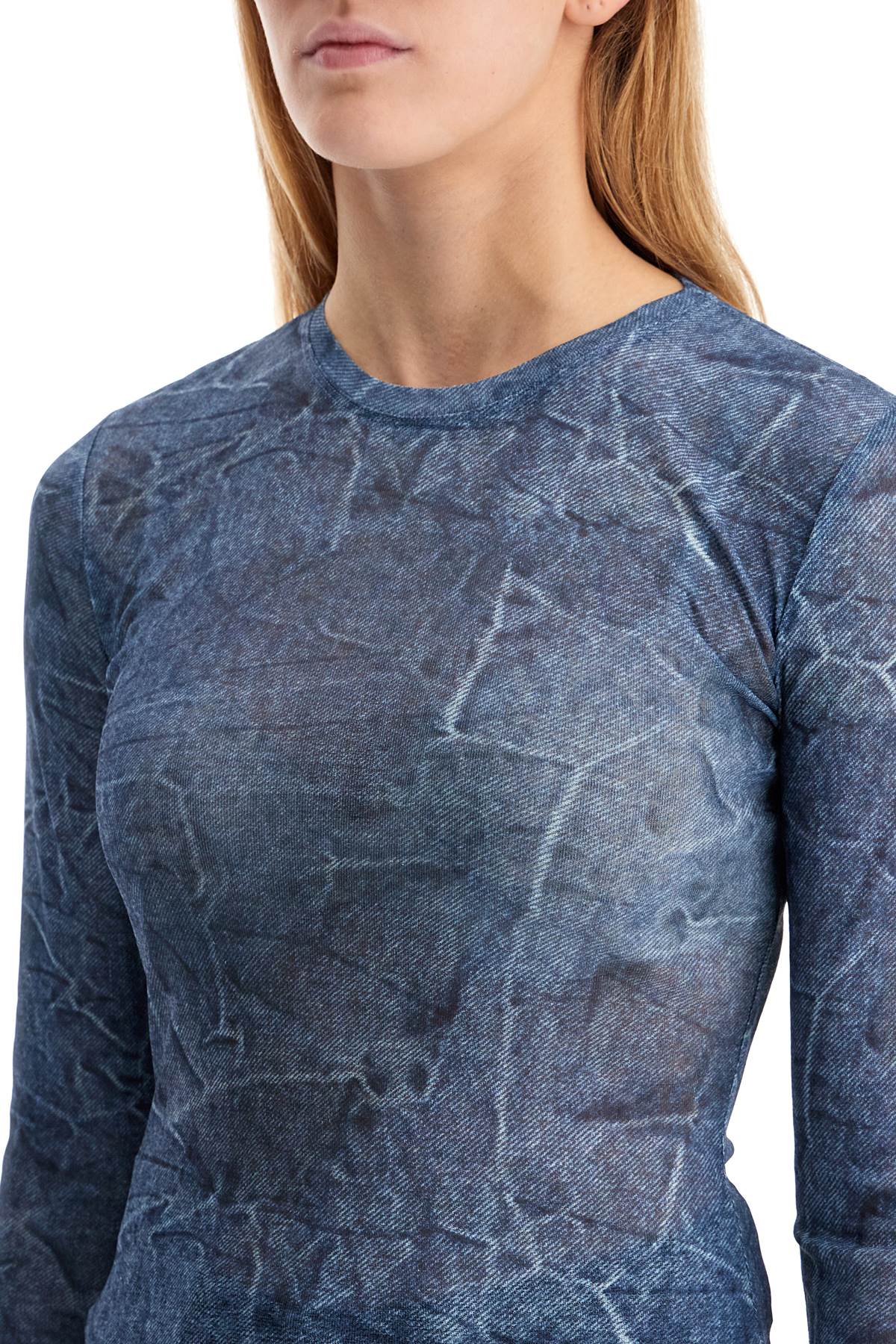 Ganni long-sleeved denim effect top for Topwear Ganni