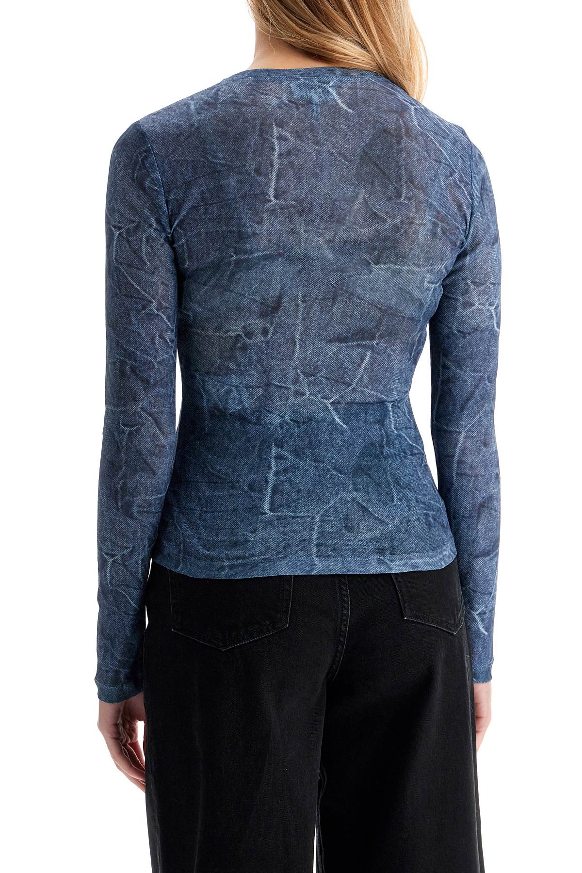 Ganni long-sleeved denim effect top for Topwear Ganni