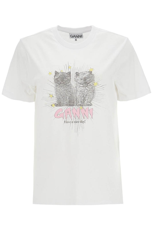 Ganni relaxed fit t-shirt with printed Topwear Ganni