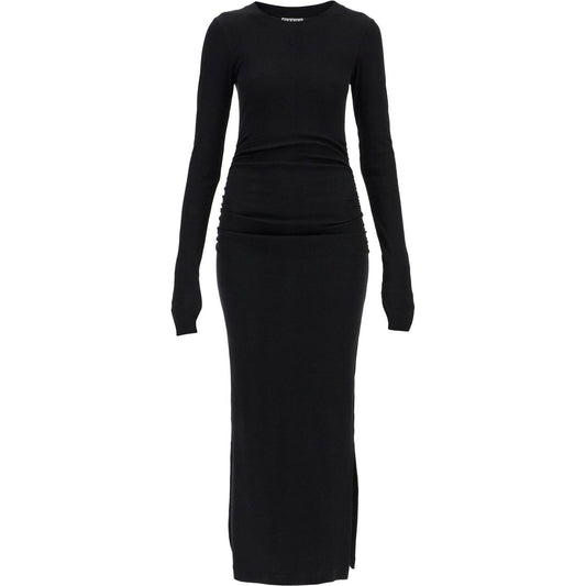 Ganni long ribbed jersey dress with nine words