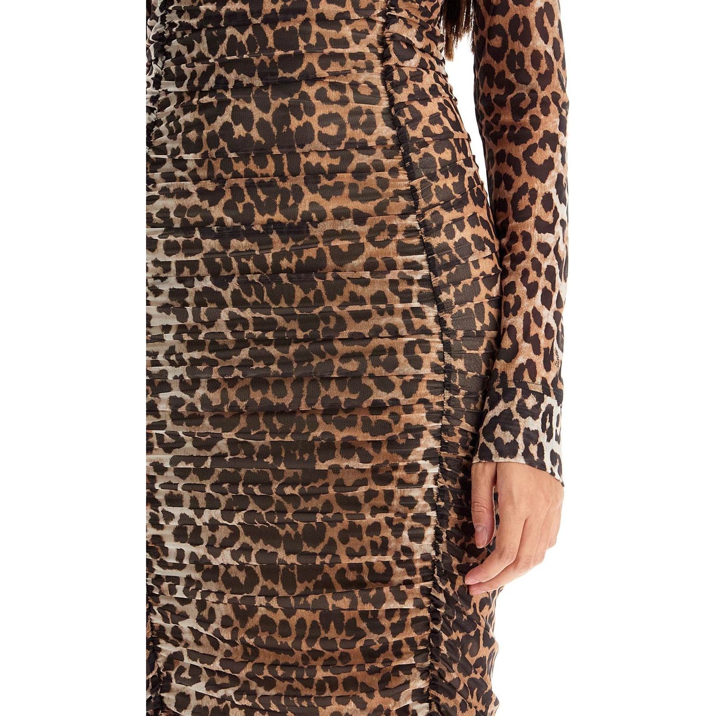 Ganni Ganni 'animal print midi dress in mesh Dresses Ganni