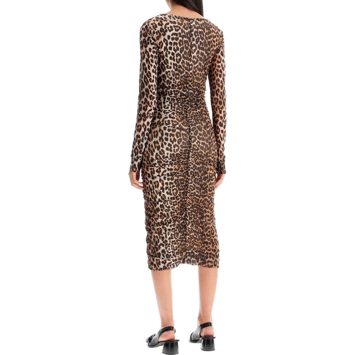 Ganni Ganni 'animal print midi dress in mesh Dresses Ganni