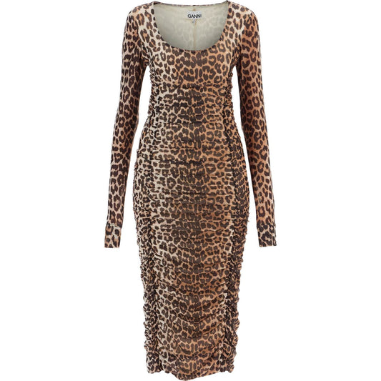 Ganni Ganni 'animal print midi dress in mesh Dresses Ganni