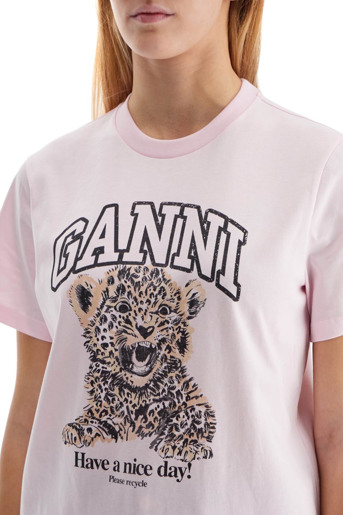 Ganni leopard print t-shirt with Topwear Ganni