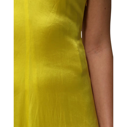 Tonello Yellow Silk Satin Slip Maxi Spaghetti Strap Maxi Dress Tonello