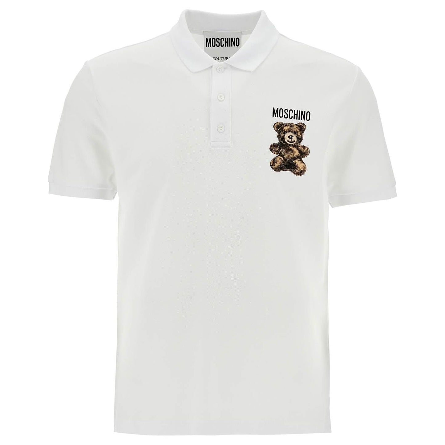 Moschino white cotton polo with embroidered logo Topwear Moschino