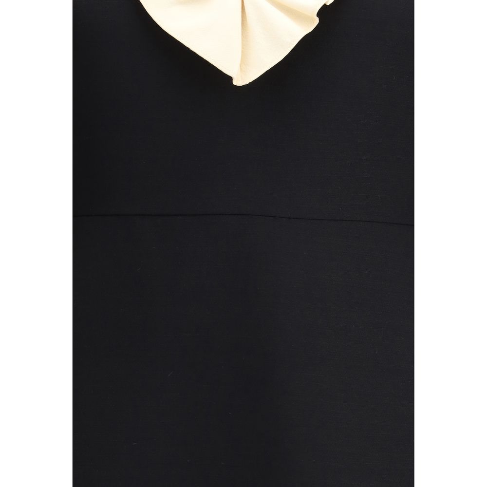 Valentino Black Fleece Wool Cocktail Dress Valentino