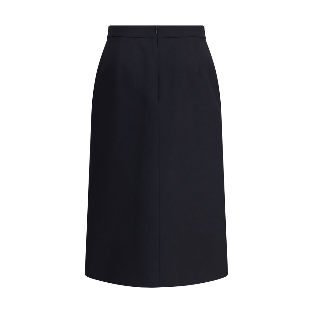 Valentino Black Fleece Wool Midi Skirt Valentino