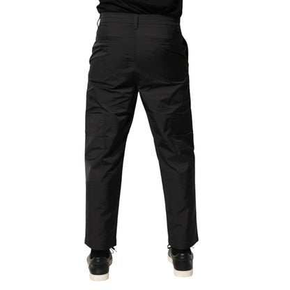 Valentino Black Mid Waist Men Tapered Dress Trouser Pants Valentino