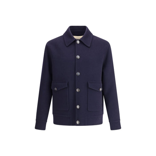Valentino Blue Fleece Wool Coat Valentino