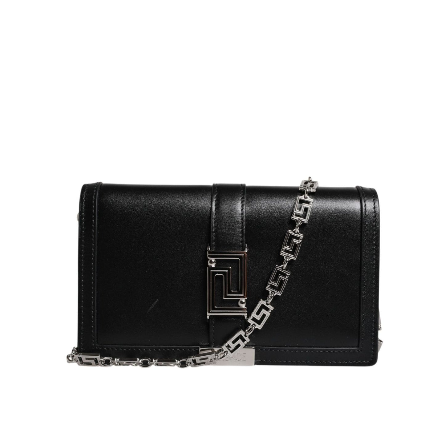 Versace Black Calfskin Leather Chain Strap Shoulder Crossbody Bag Versace
