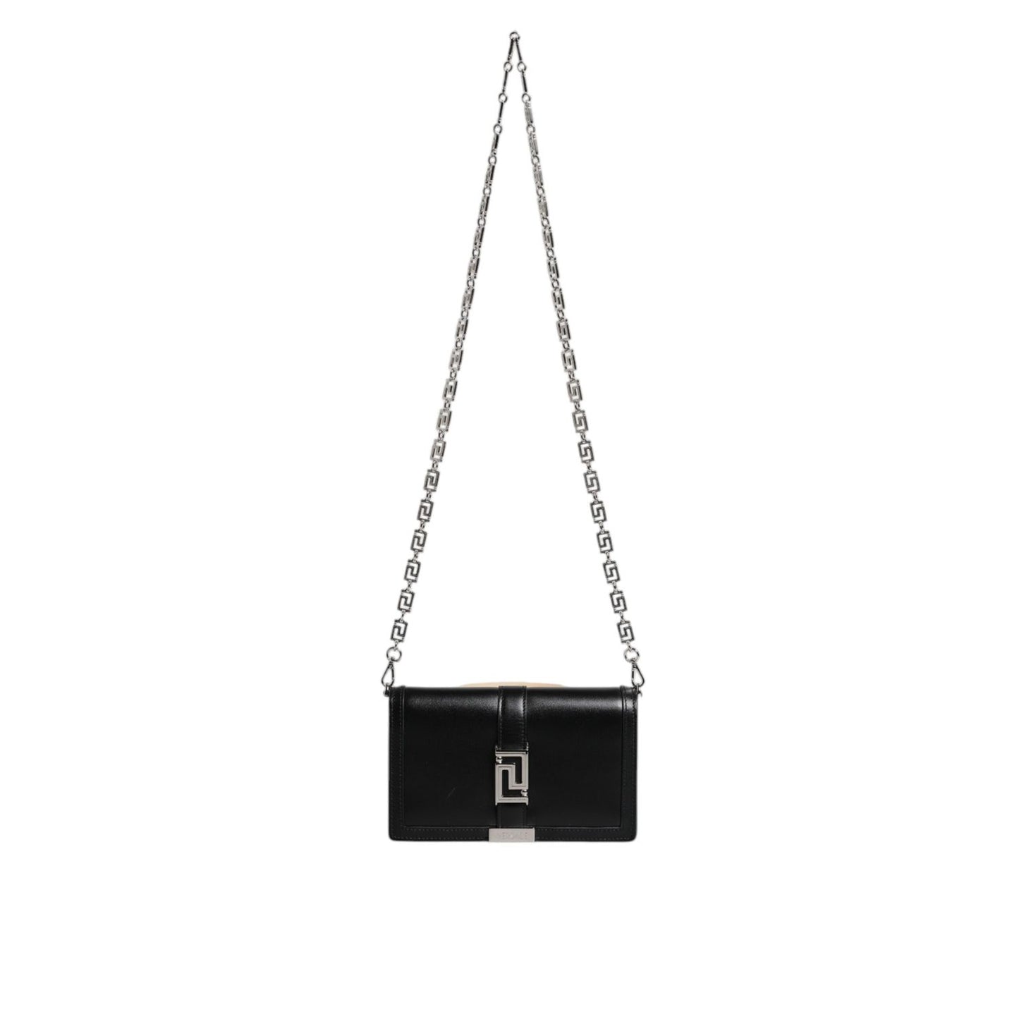 Versace Black Calfskin Leather Chain Strap Shoulder Crossbody Bag Versace