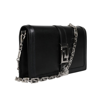 Versace Black Calfskin Leather Chain Strap Shoulder Crossbody Bag Versace