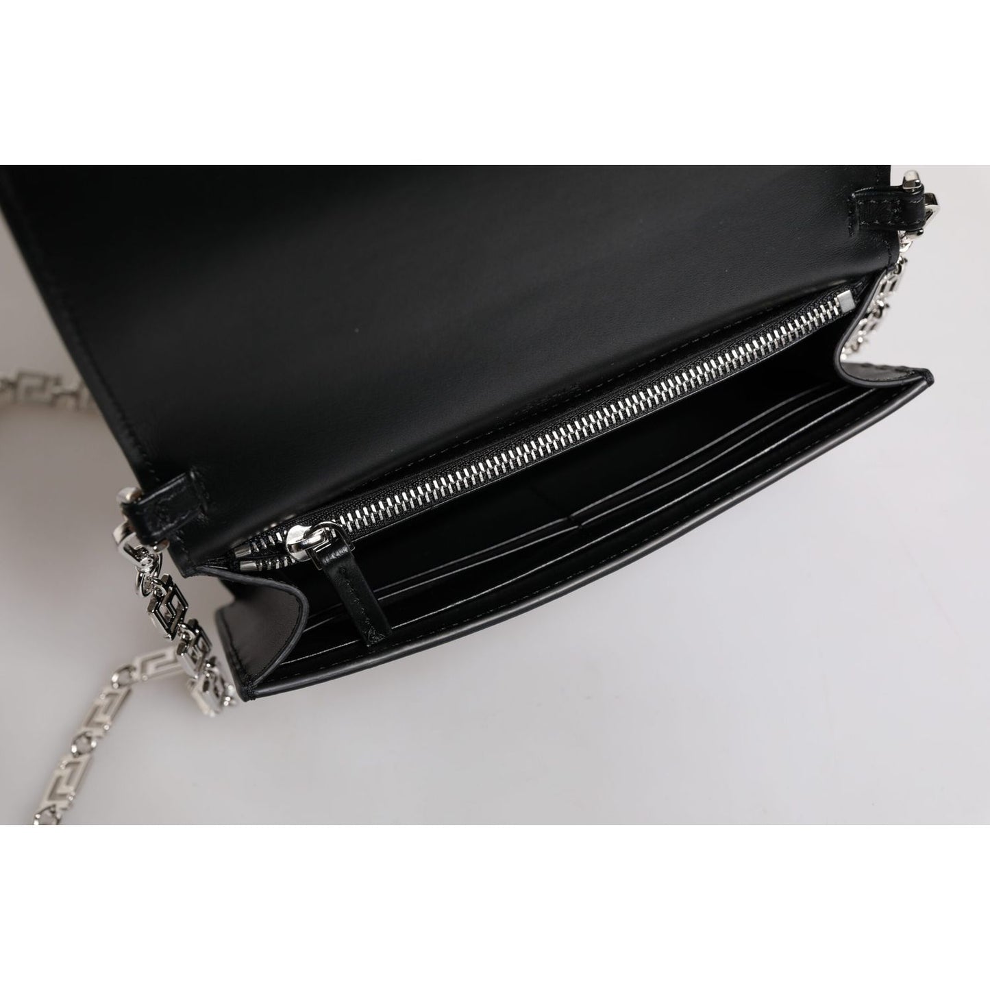 Versace Black Calfskin Leather Chain Strap Shoulder Crossbody Bag Versace
