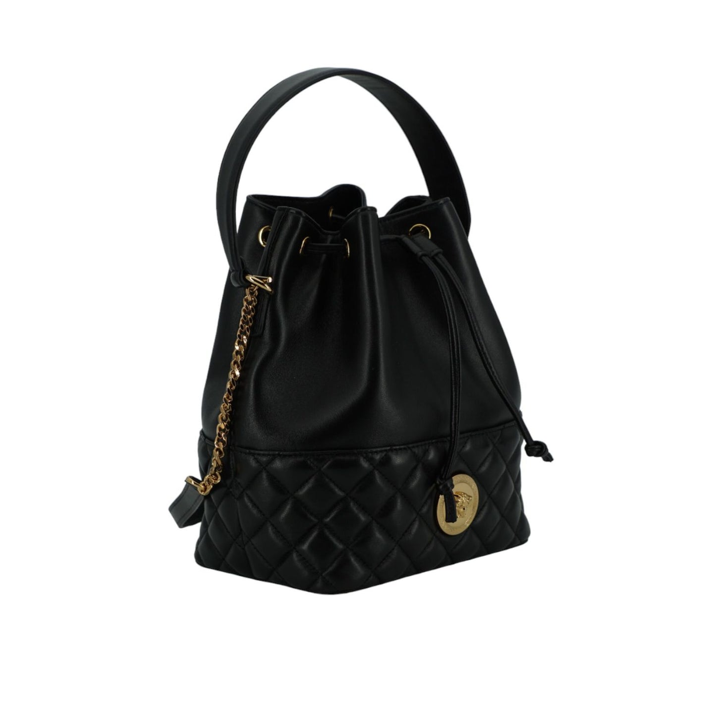 Versace Black Lamb Leather Bucket Shoulder Bag Versace