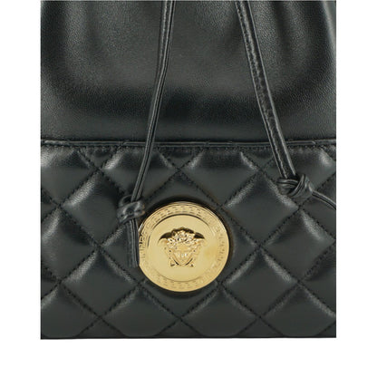 Versace Black Lamb Leather Bucket Shoulder Bag Versace