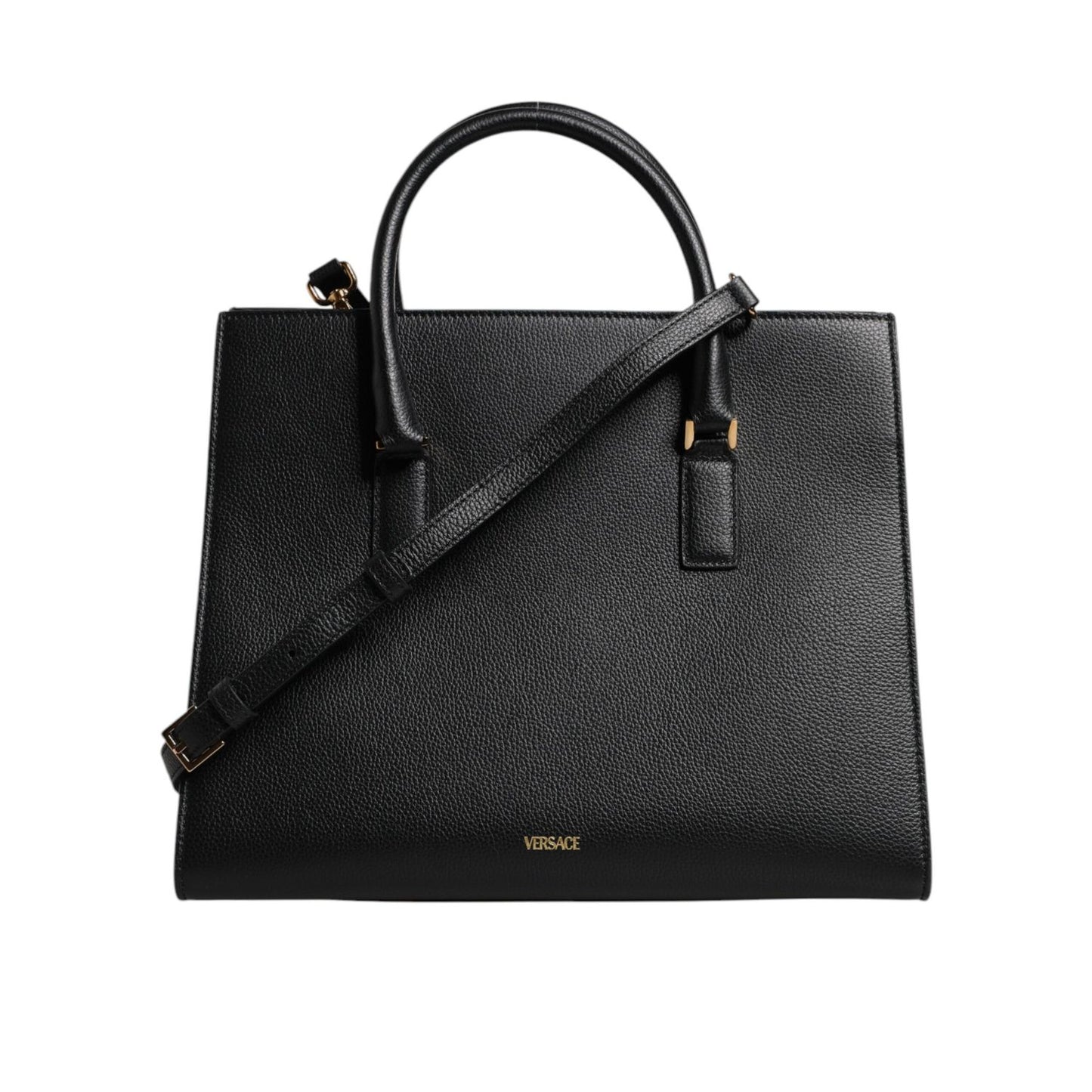 Versace Black Large Leather Top Handle Shoulder Crossbody Bag