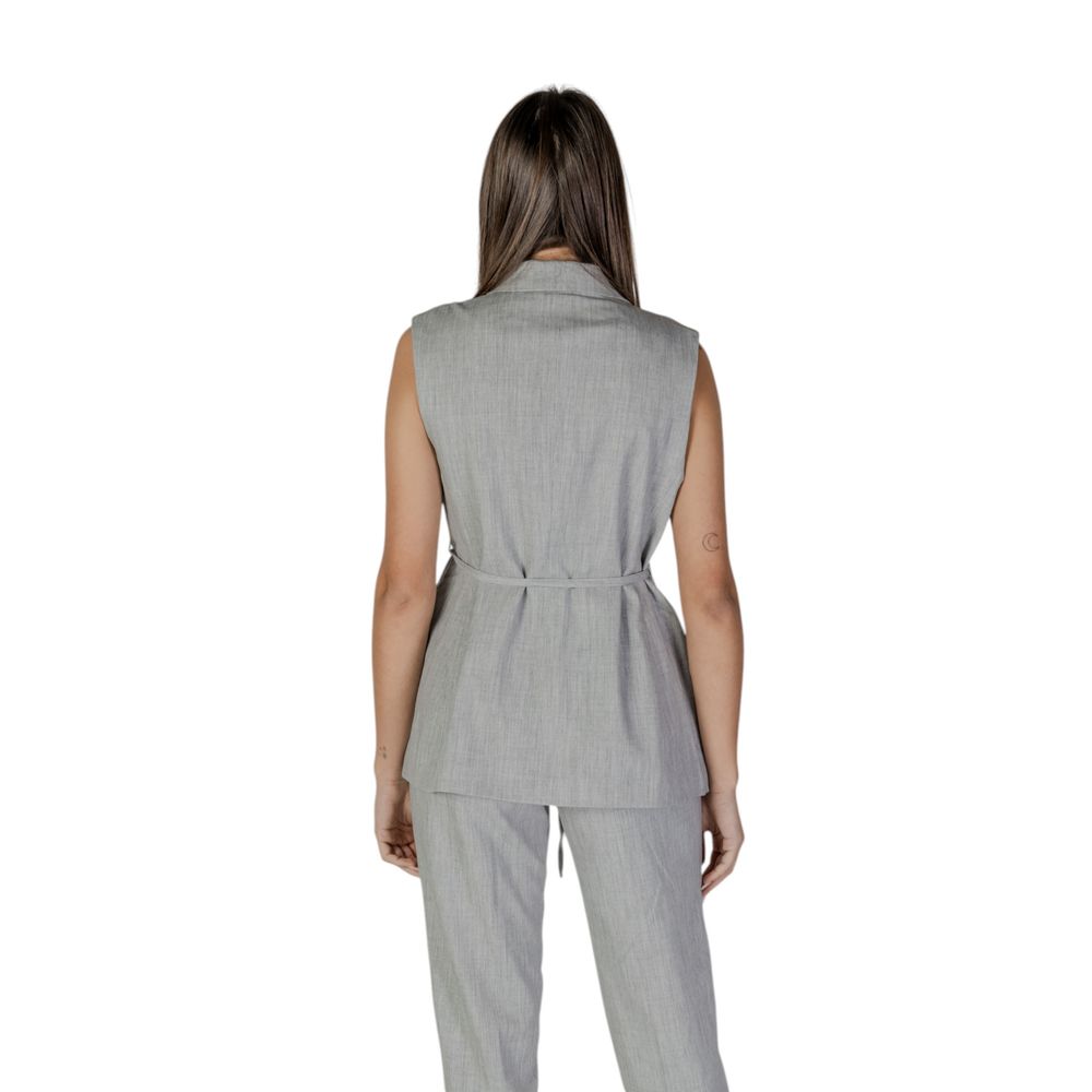 Vila Clothes Gray Recycled Polyester Waistcoat Vila Clothes