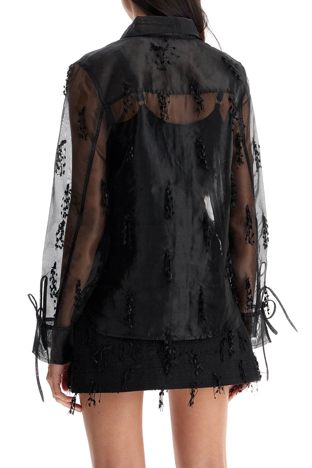 Ganni fringed organza shirt Topwear Ganni