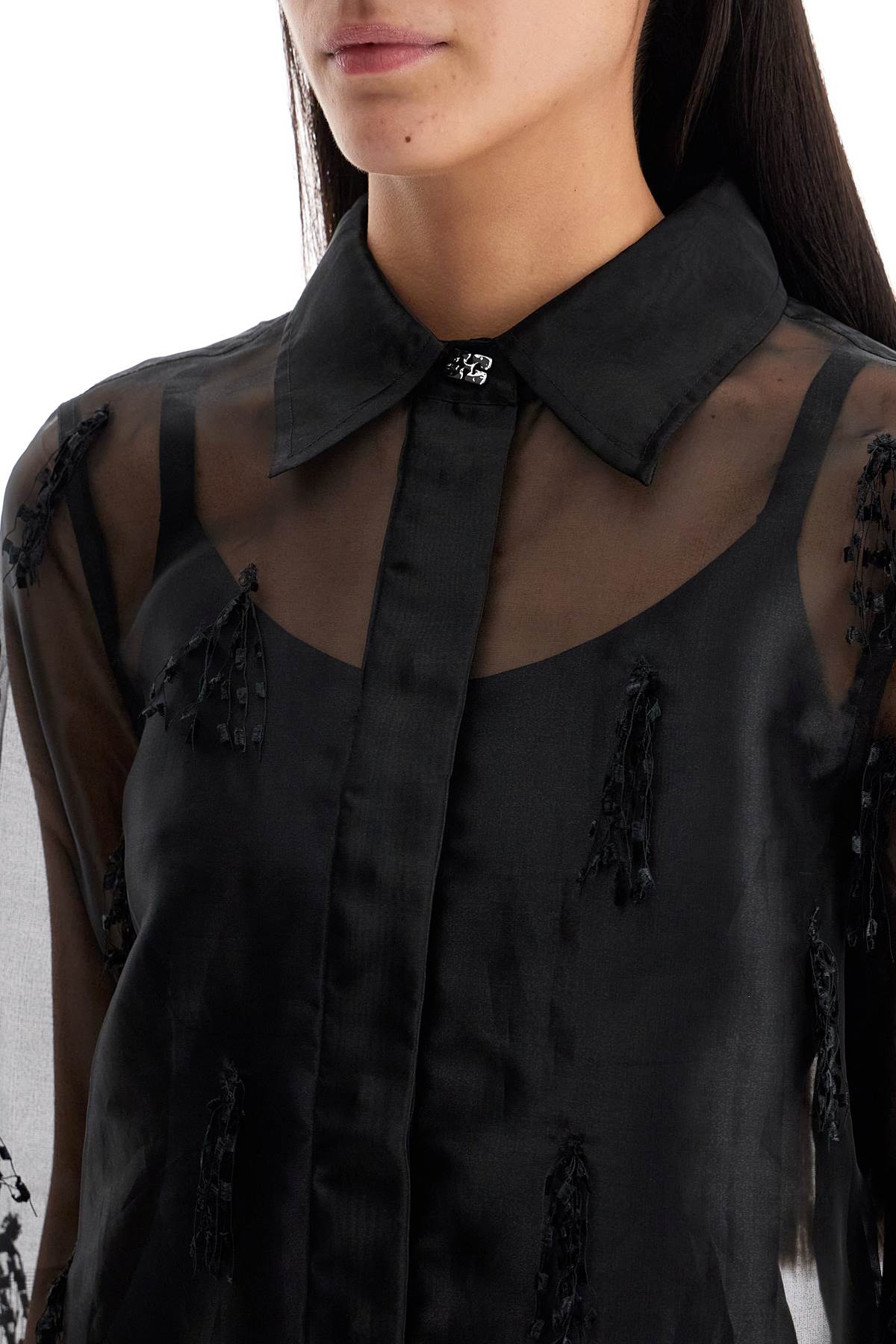 Ganni fringed organza shirt Topwear Ganni