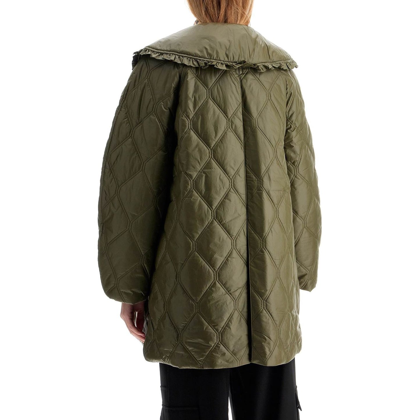 Ganni lightweight down jacket with oversized collar