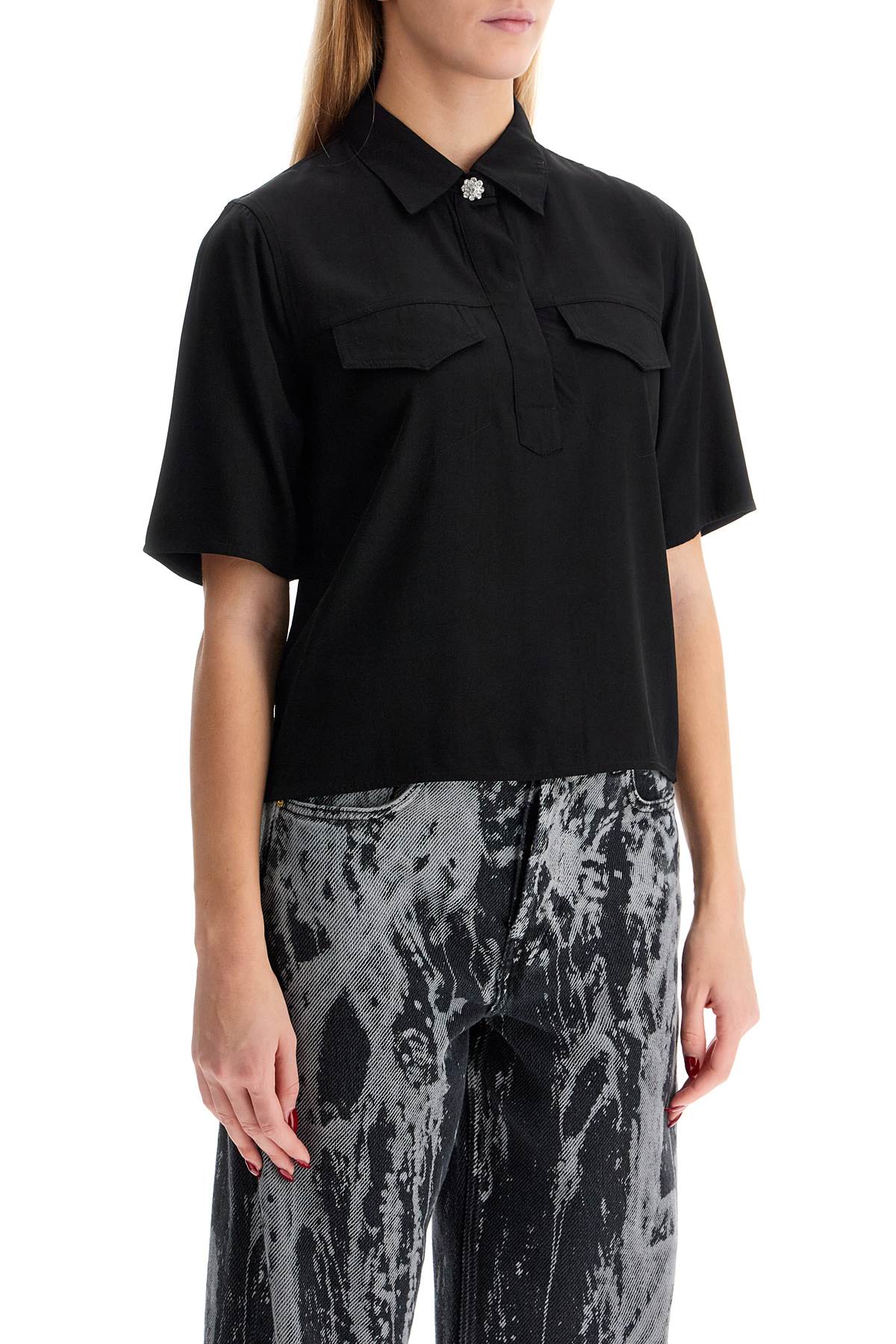 Ganni short-sleeved twill blouse for Topwear Ganni