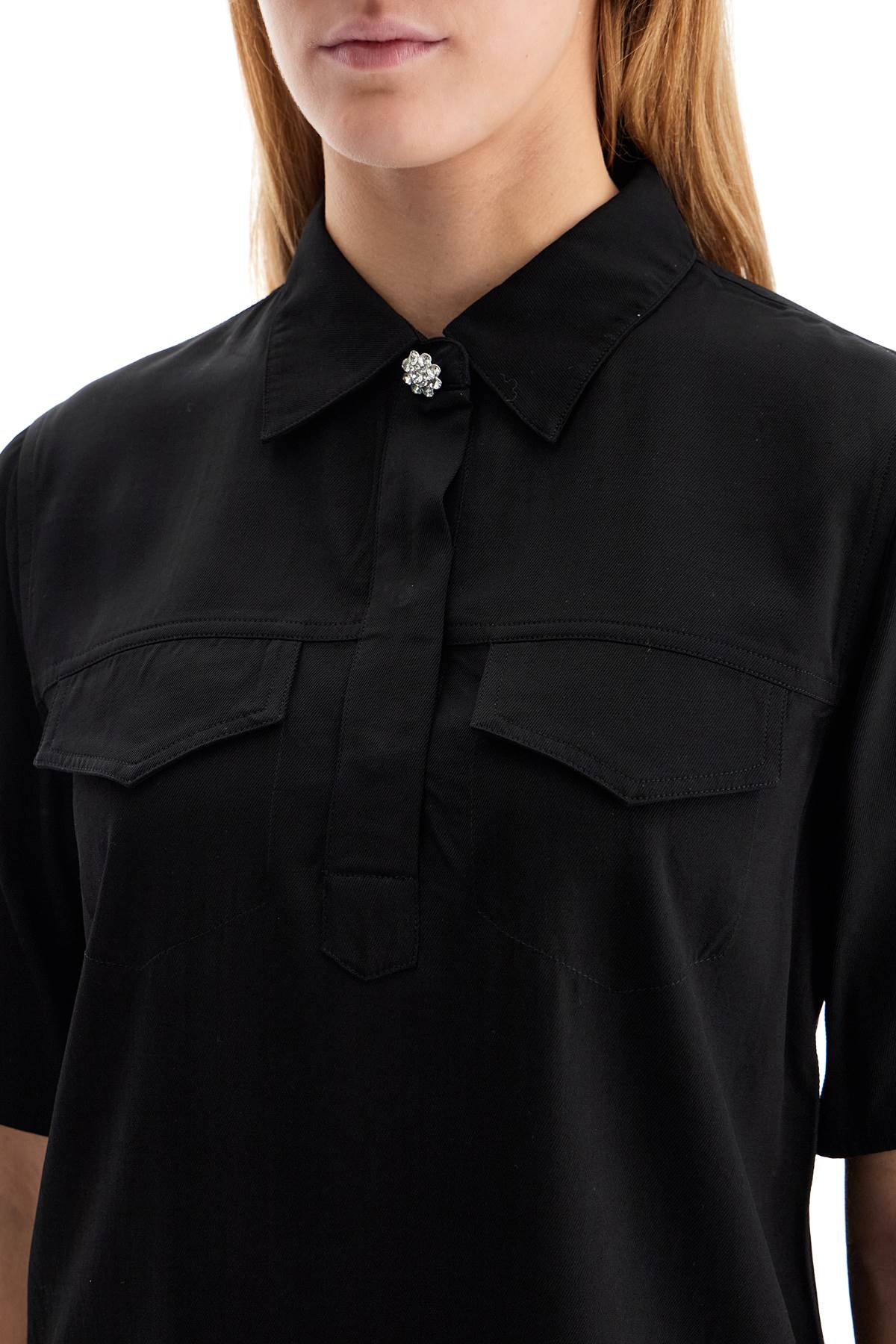 Ganni short-sleeved twill blouse for Topwear Ganni