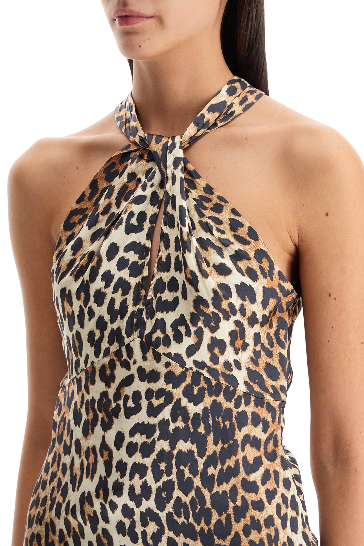 Ganni leopard print satin top for Topwear Ganni