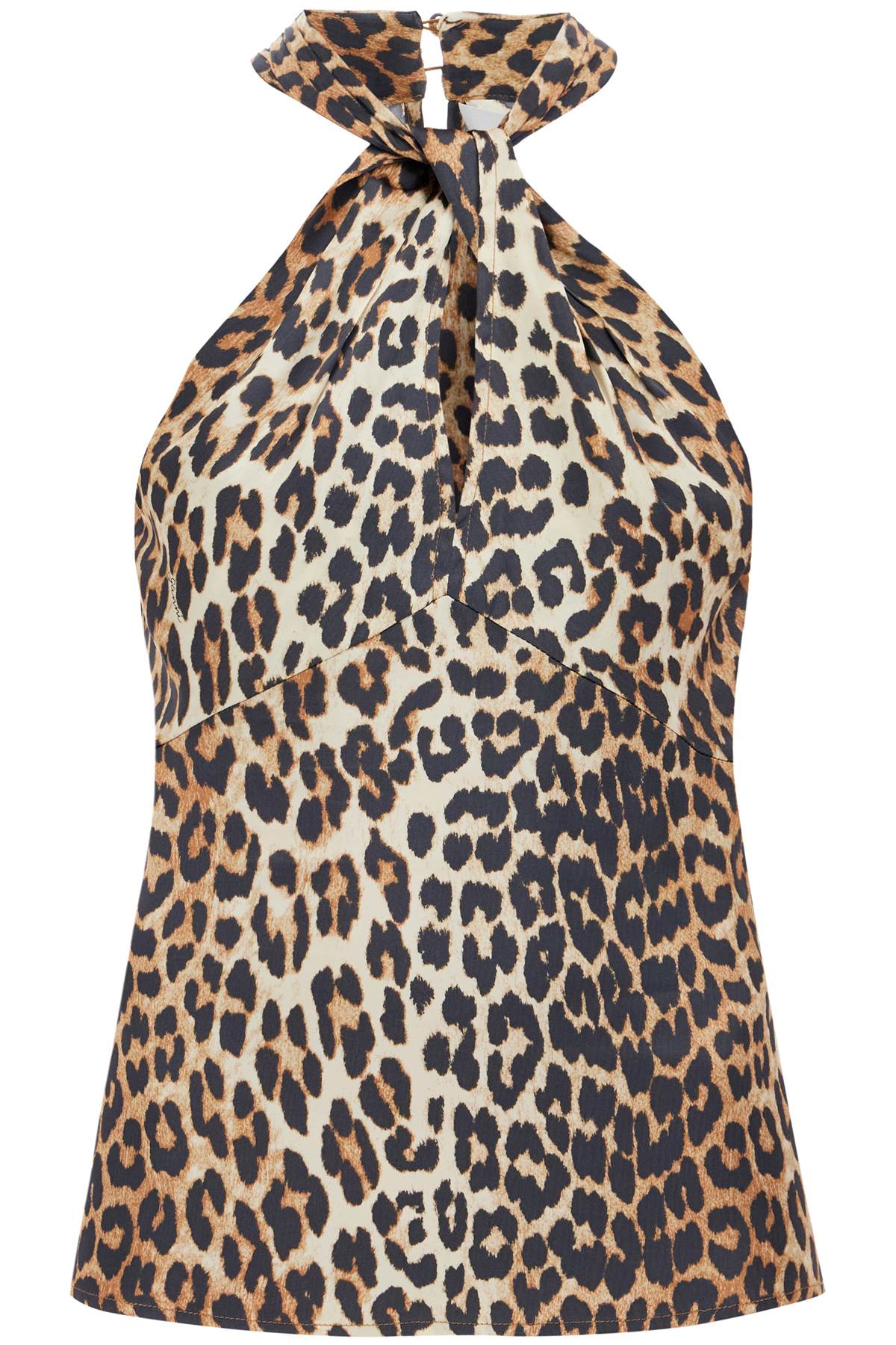 Ganni leopard print satin top for Topwear Ganni