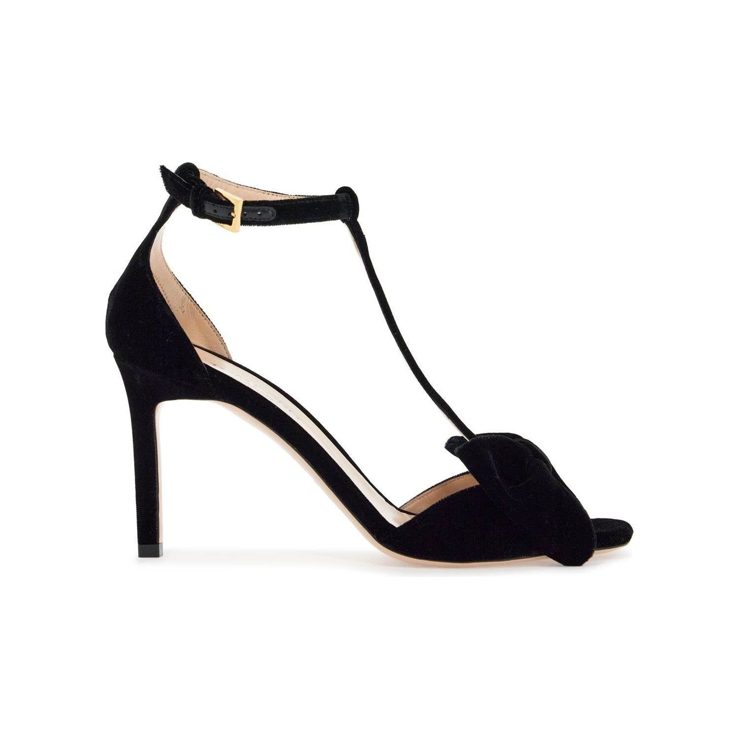 Tom Ford black medium heeled viscose sandals with golden buckle