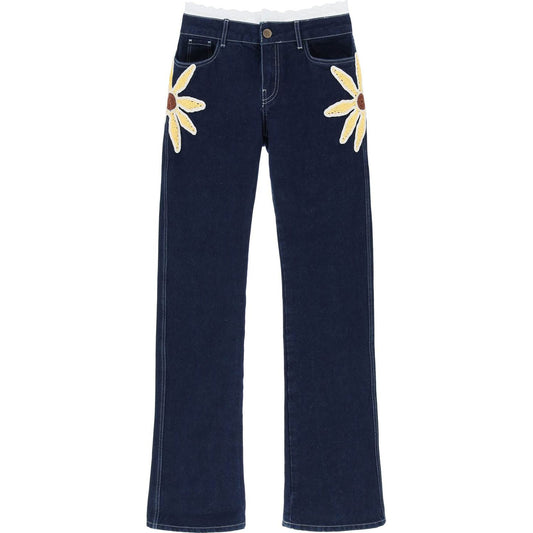 Siedres low-rise jeans with crochet flowers Jeans Siedres