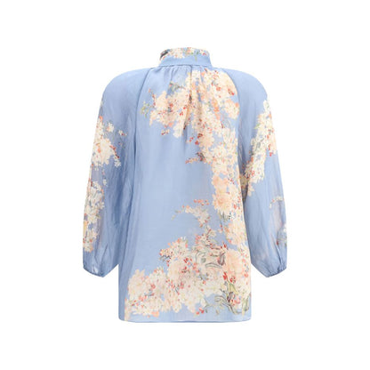 Zimmermann Light Blue Ramie Blouse Zimmermann