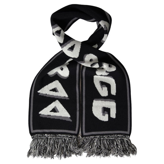Dolce & Gabbana | Black Cashmere Knitted Wrap Shawl Fringe Scarf| McRichard Designer Brands   