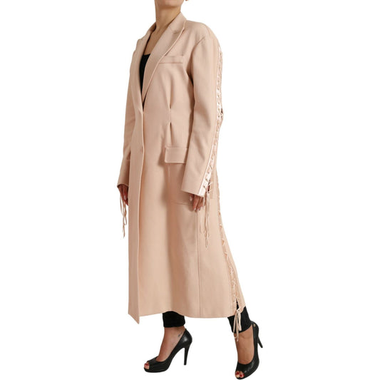 Dolce & Gabbana | Beige Cotton Single Breasted Long Coat Jacket| McRichard Designer Brands   
